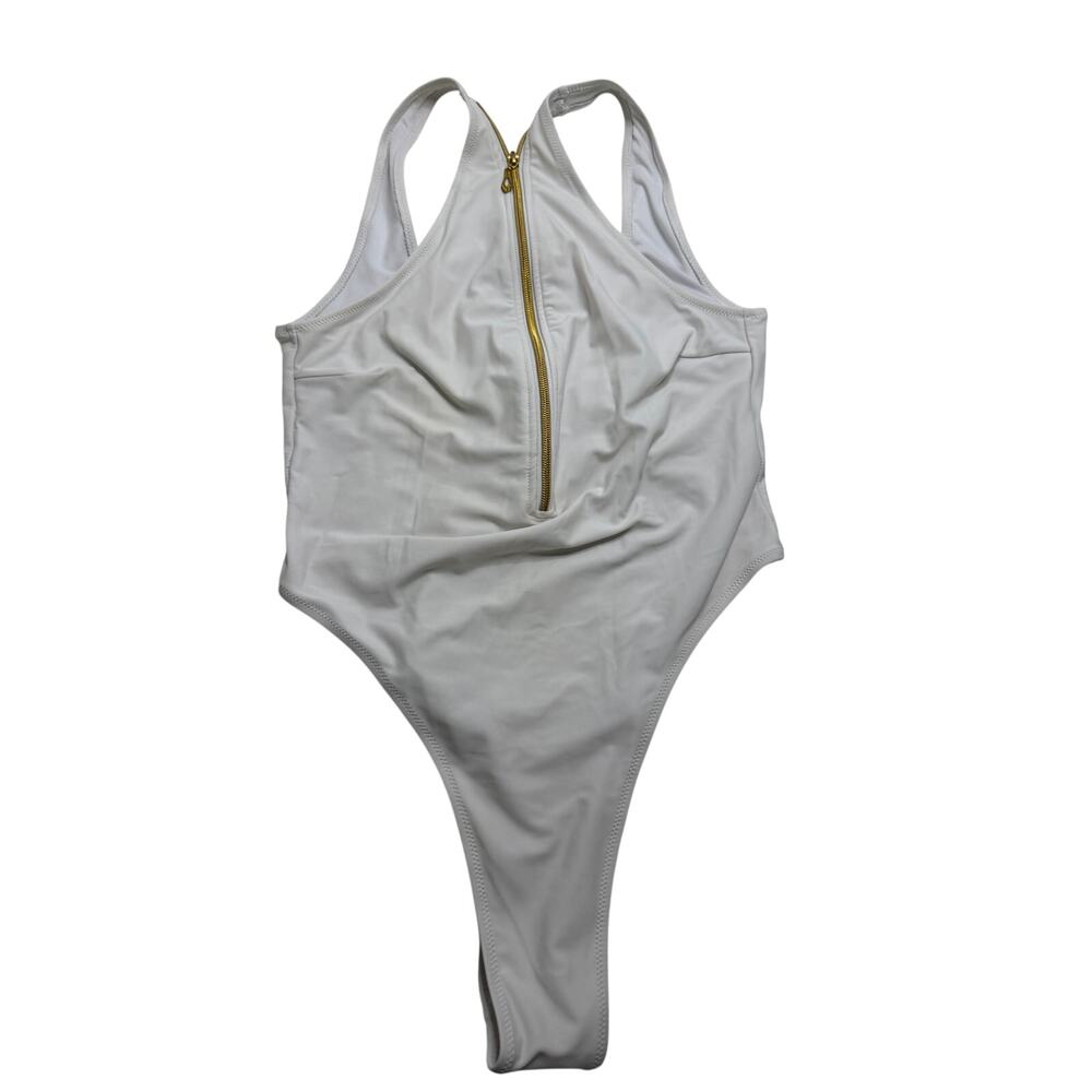 Mermaid Swimwear Zip Swimsuit Women's White Size Large